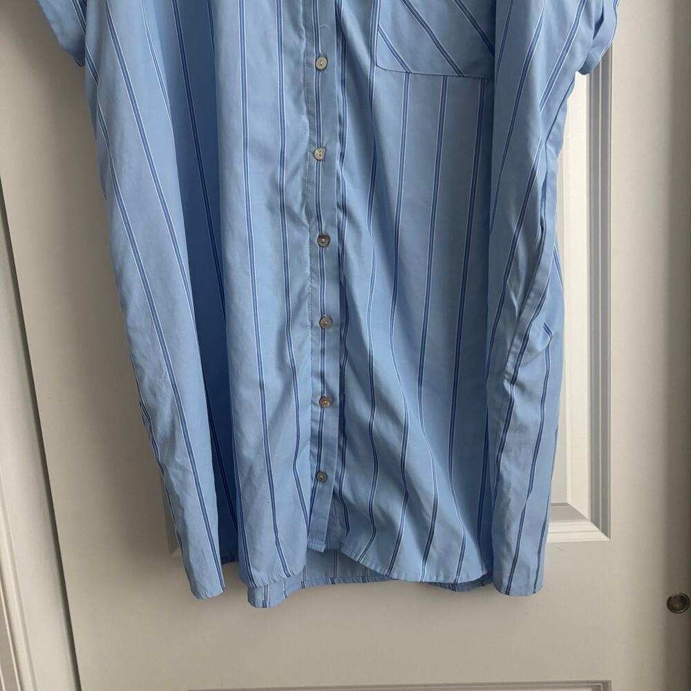 Entro Blue Striped Button Front Shirt Dress Plus Sz 1X Short Sleeve Mini Cotton - Picture 5 of 12